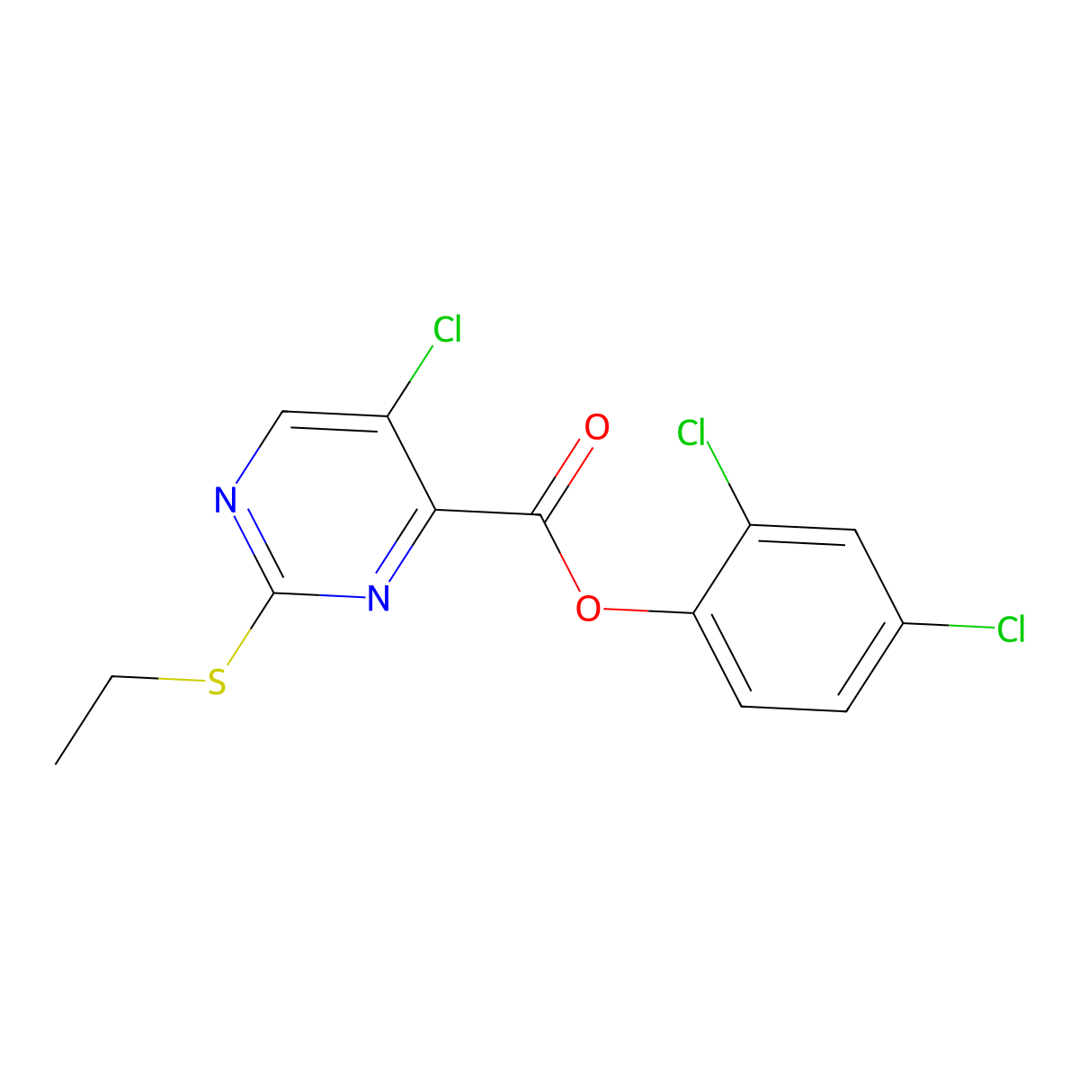 2,4-Dichlorophenyl 5-chloro-2-(ethylsulfanyl)pyrimidine-4-carboxylate molecular structure, CAS 833435-97-5