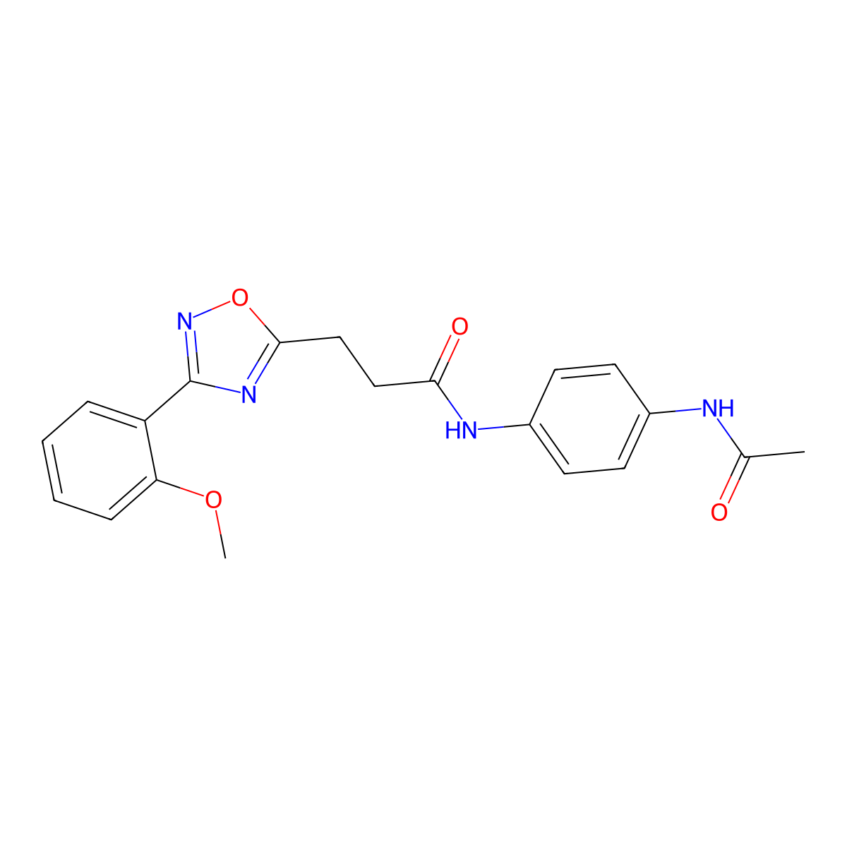N-(4-acetamidophenyl)-3-[3-(2-methoxyphenyl)-1,2,4-oxadiazol-5-yl]propanamide molecular structure, CAS 833435-99-7