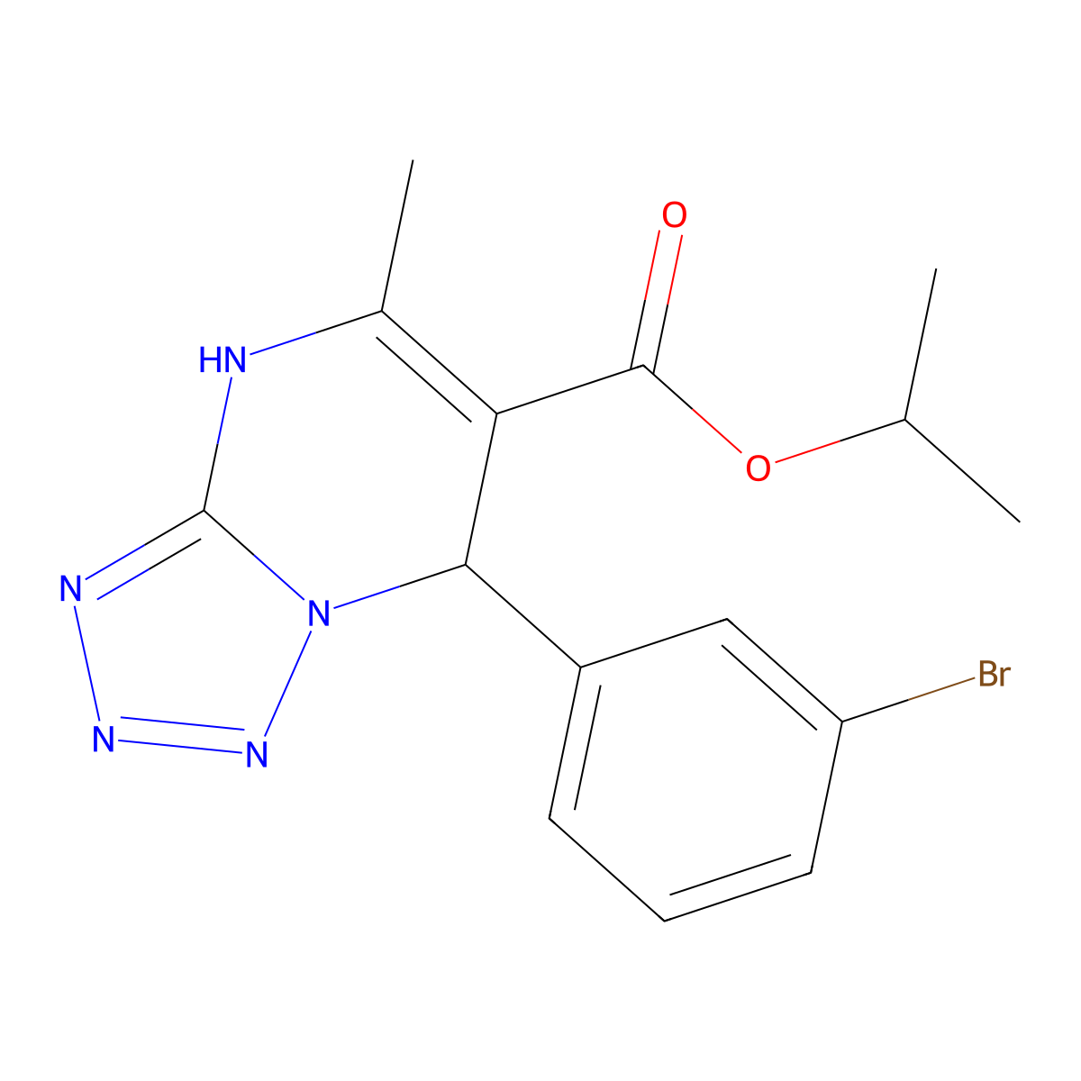 Isopropyl 7-(3-bromophenyl)-5-methyl-4,7-dihydrotetraazolo[1,5-a]pyrimidine-6-carboxylate molecular structure, CAS 833436-08-1