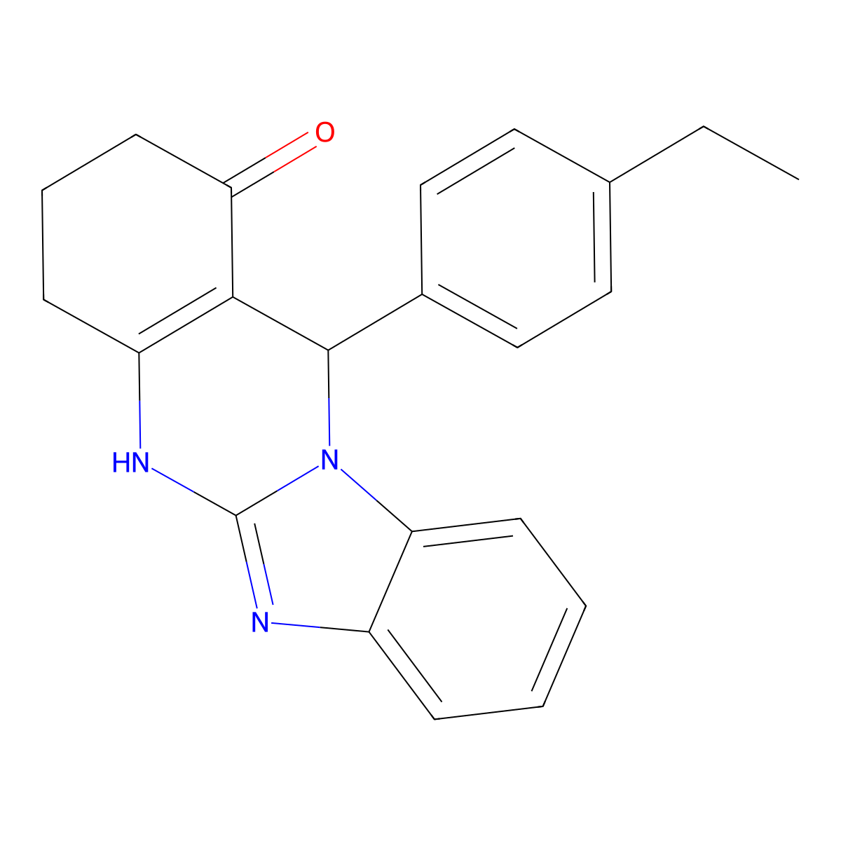 12-(4-ethylphenyl)-3,4,5,12-tetrahydrobenzimidazo[2,1-b]quinazolin-1(2H)-one molecular structure, CAS 833436-09-2