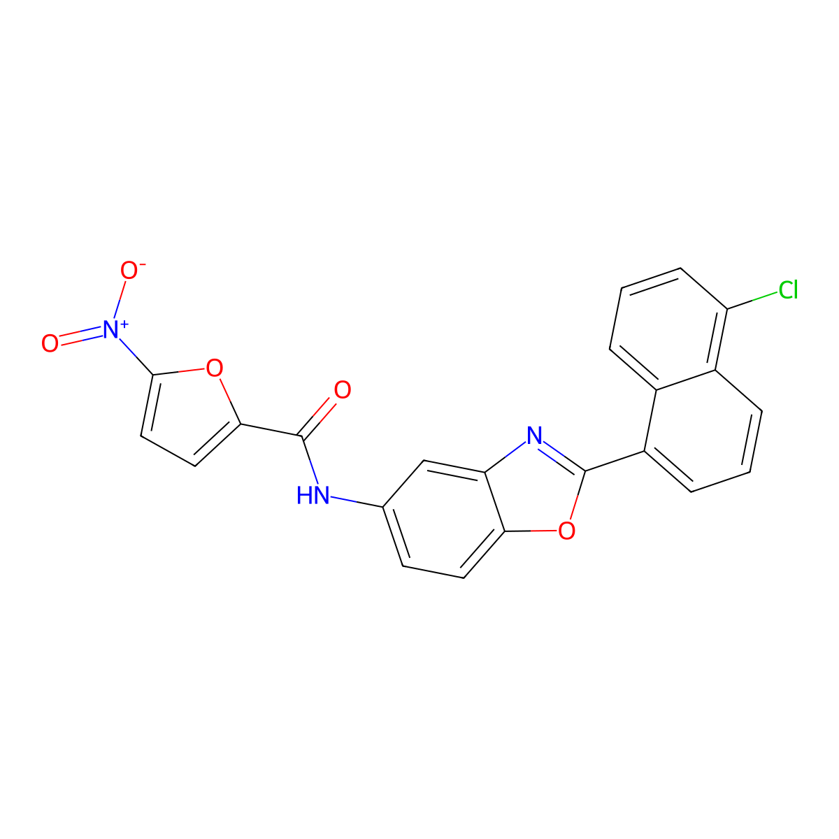 N-[2-(5-chloronaphthalen-1-yl)-1,3-benzoxazol-5-yl]-5-nitrofuran-2-carboxamide molecular structure, CAS 833436-24-1