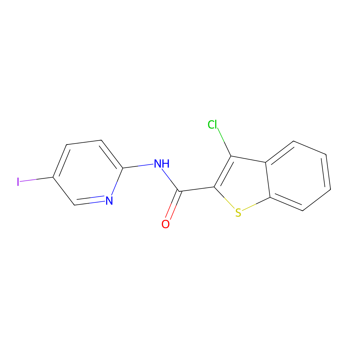 3-chloro-N-(5-iodo-2-pyridinyl)-1-benzothiophene-2-carboxamide molecular structure, CAS 833436-26-3