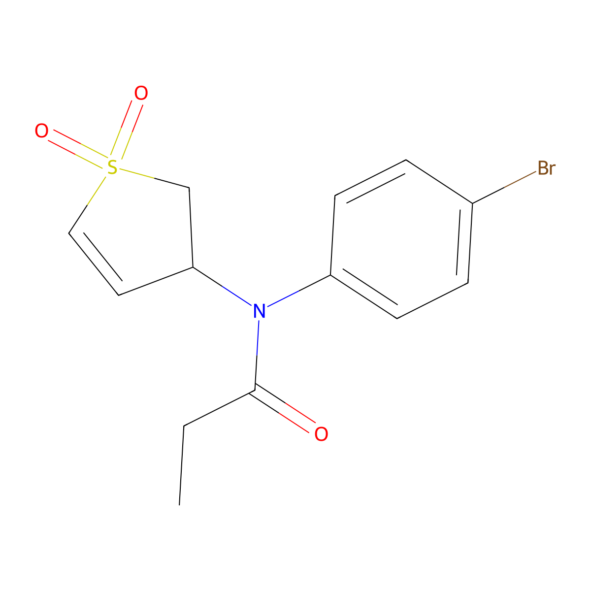 N-(4-bromophenyl)-N-(1,1-dioxido-2,3-dihydrothiophen-3-yl)propionamide molecular structure, CAS 833436-77-4