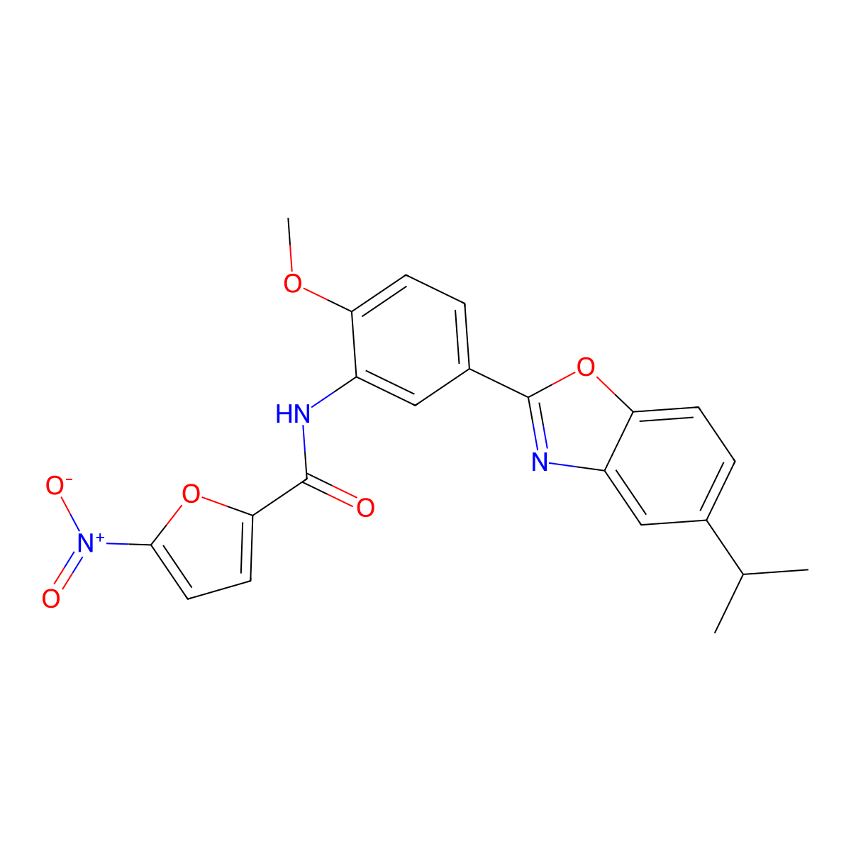 N-[5-(5-isopropyl-1,3-benzoxazol-2-yl)-2-methoxyphenyl]-5-nitro-2-furamide molecular structure, CAS 833436-86-5