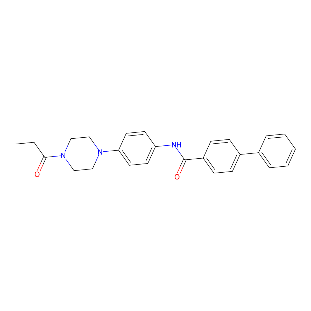4-phenyl-N-[4-(4-propanoylpiperazin-1-yl)phenyl]benzamide molecular structure, CAS 833436-87-6