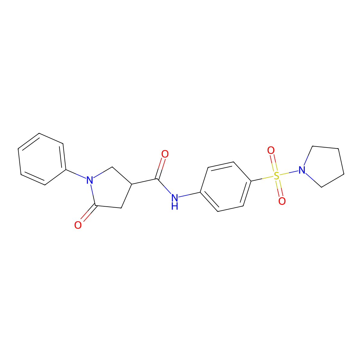 5-oxo-1-phenyl-N-(4-pyrrolidin-1-ylsulfonylphenyl)pyrrolidine-3-carboxamide molecular structure, CAS 833436-94-5