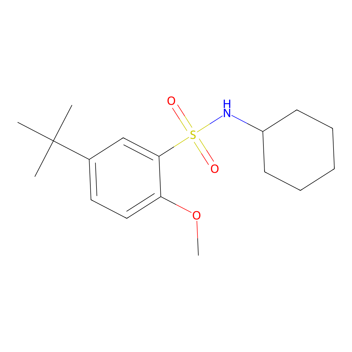 {[5-(Tert-butyl)-2-methoxyphenyl]sulfonyl}cyclohexylamine molecular structure, CAS 833436-95-6