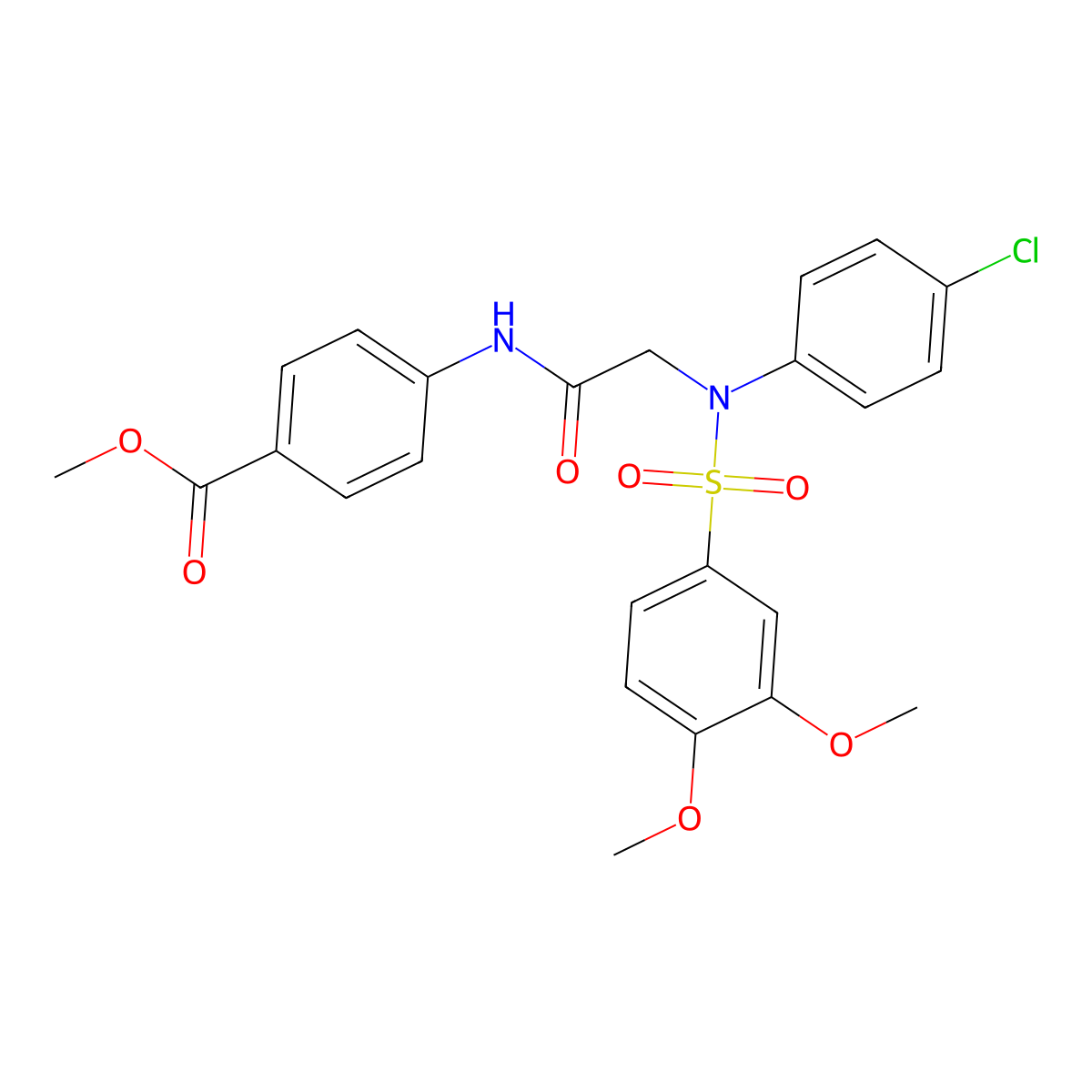 methyl 4-({N-(4-chlorophenyl)-N-[(3,4-dimethoxyphenyl)sulfonyl]glycyl}amino)benzoate molecular structure, CAS 833437-01-7