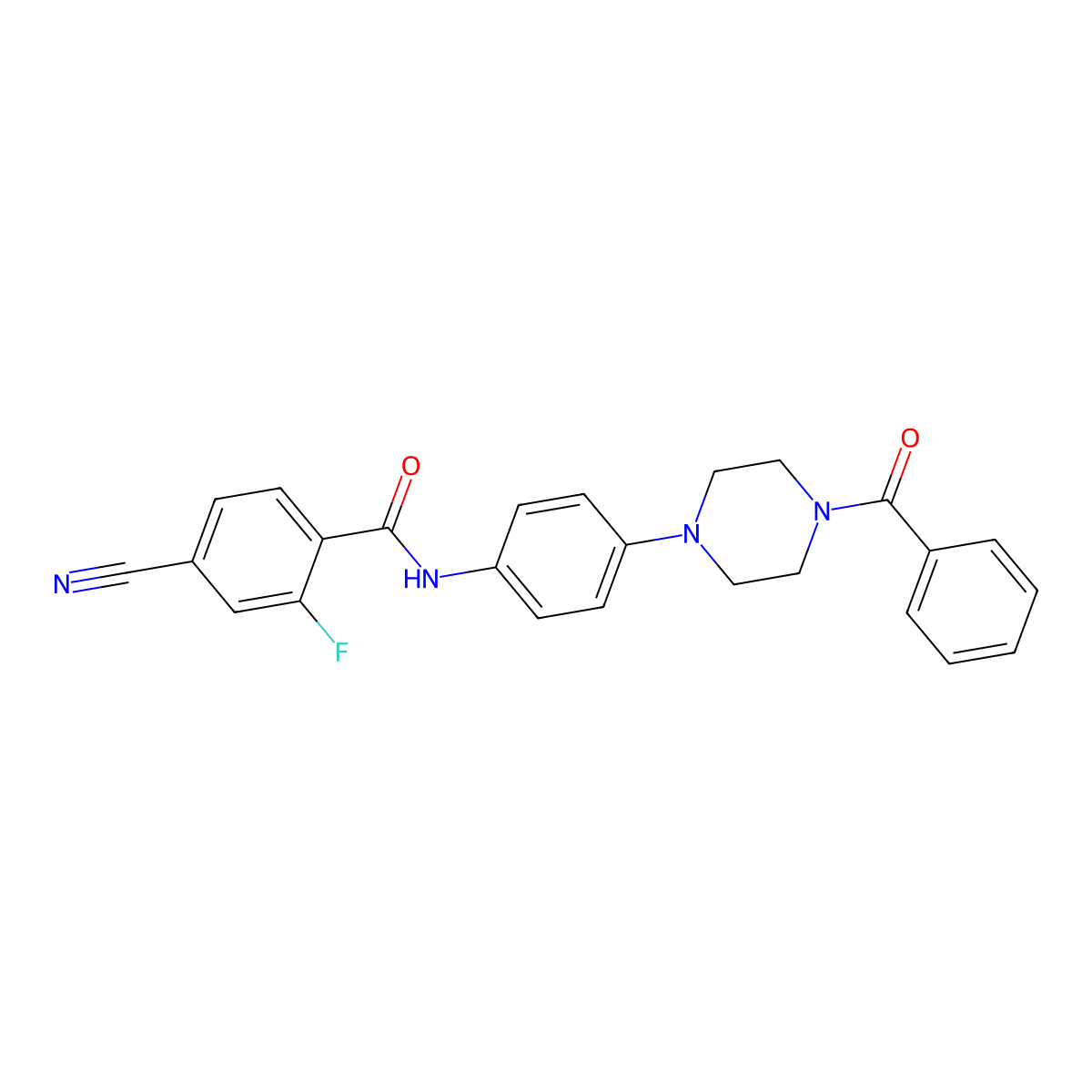 N-[4-(4-benzoylpiperazin-1-yl)phenyl]-4-cyano-2-fluorobenzamide molecular structure, CAS 833437-06-2