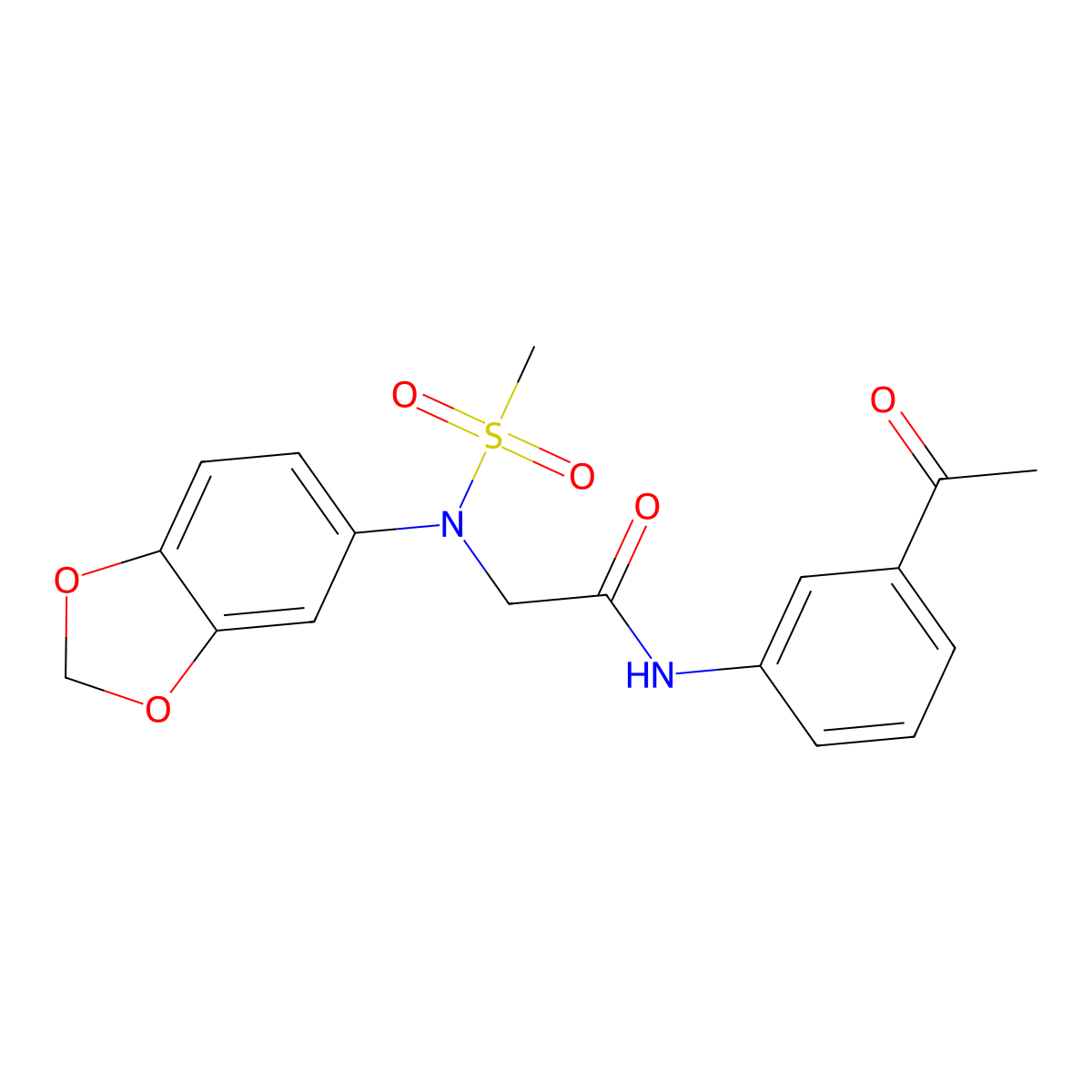 N-(3-acetylphenyl)-2-[1,3-benzodioxol-5-yl(methylsulfonyl)amino]acetamide molecular structure, CAS 833437-12-0