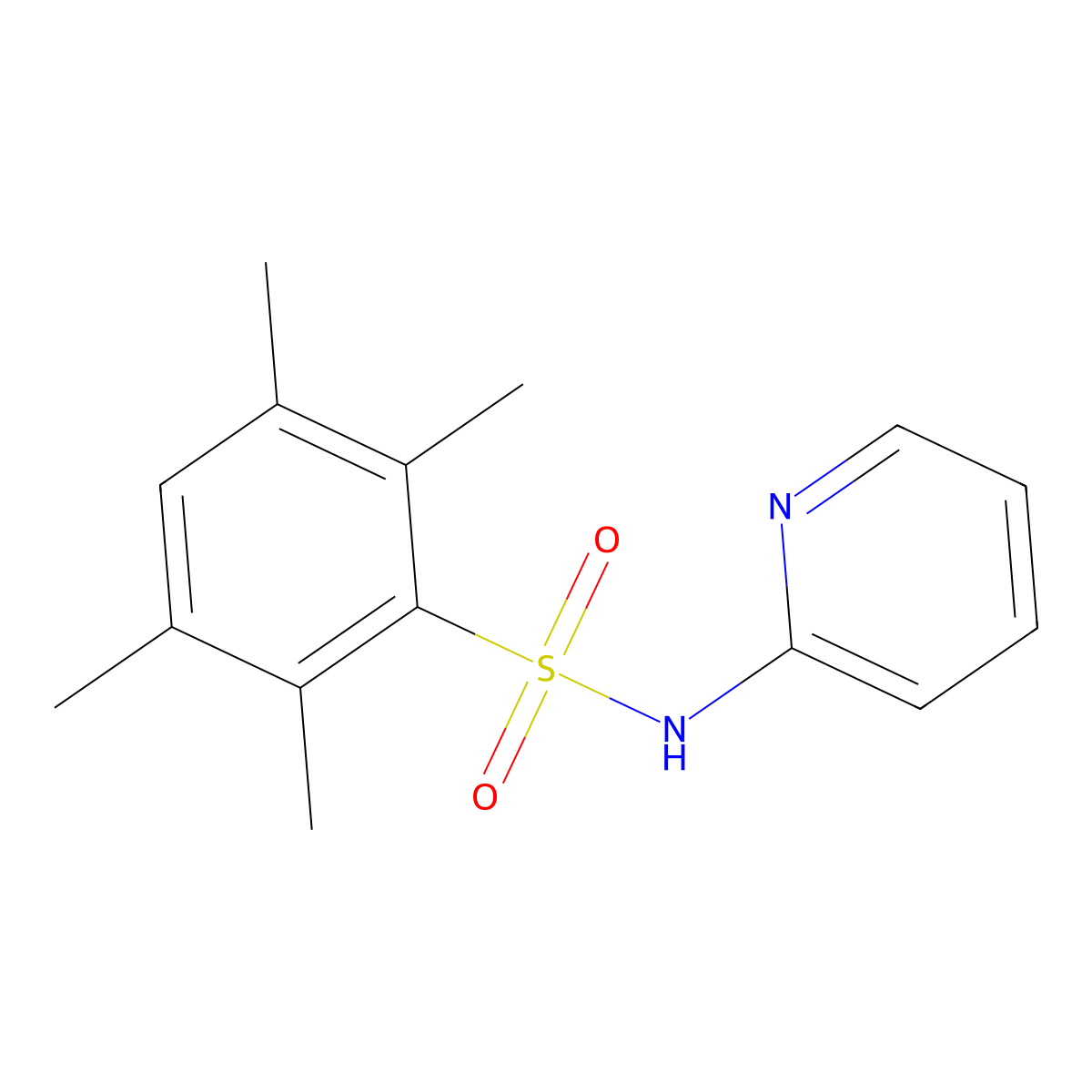 2,3,5,6-tetramethyl-N-(2-pyridinyl)benzenesulfonamide molecular structure, CAS 833437-22-2