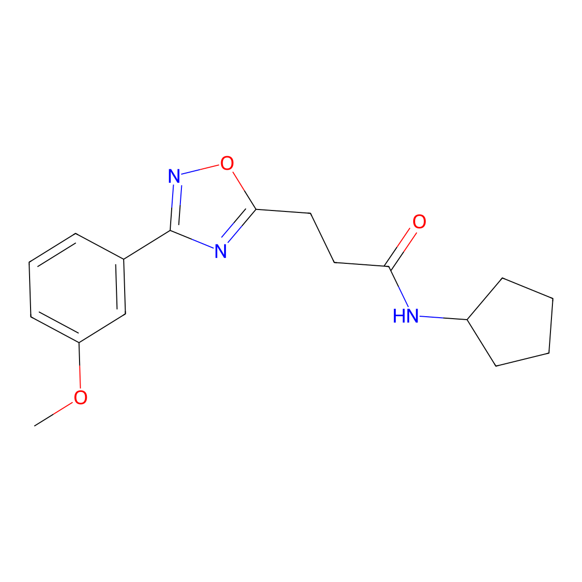 N-cyclopentyl-3-[3-(3-methoxyphenyl)-1,2,4-oxadiazol-5-yl]propanamide molecular structure, CAS 833437-23-3