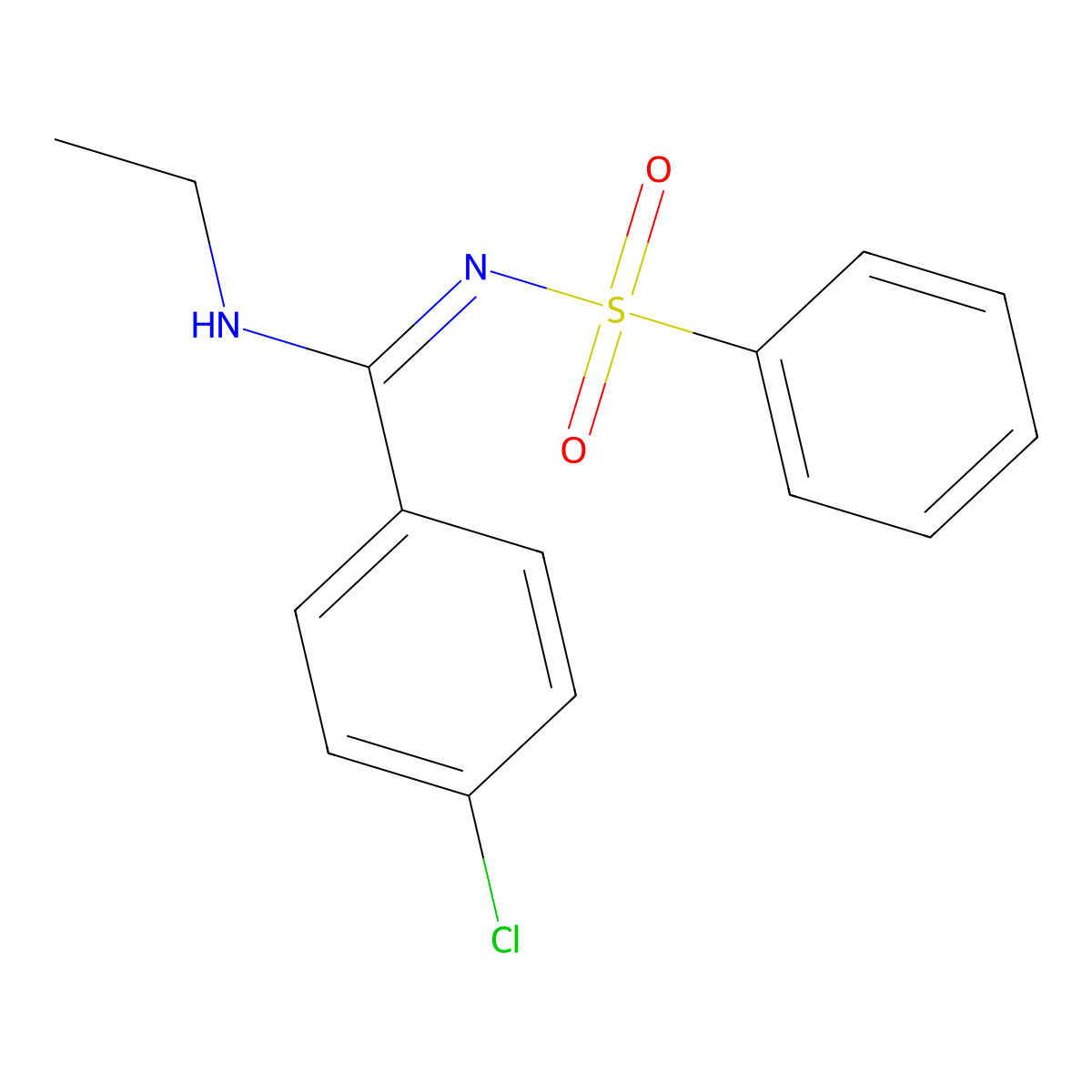 (E)-4-chloro-N-ethyl-N'-(phenylsulfonyl)benzimidamide molecular structure, CAS 833437-28-8