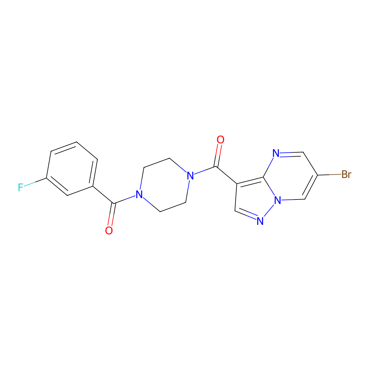 [4-(6-Bromopyrazolo[1,5-a]pyrimidine-3-carbonyl)piperazin-1-yl]-(3-fluorophenyl)methanone molecular structure, CAS 833437-49-3