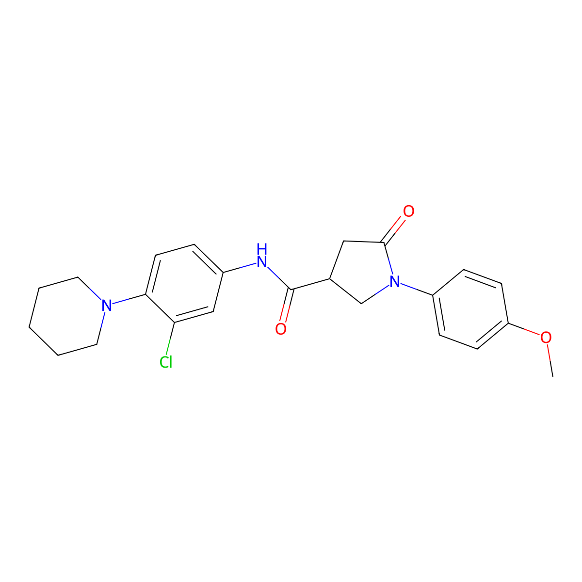 N-(3-chloro-4-piperidin-1-ylphenyl)-1-(4-methoxyphenyl)-5-oxopyrrolidine-3-carboxamide molecular structure, CAS 833437-76-6