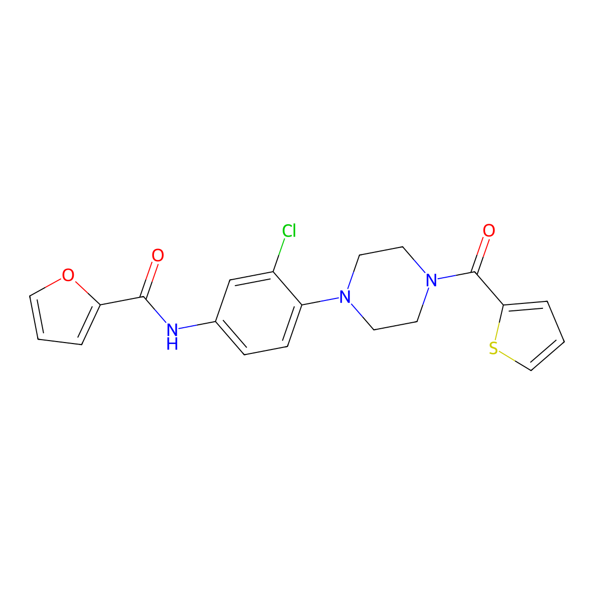 N-{3-chloro-4-[4-(2-thienylcarbonyl)-1-piperazinyl]phenyl}-2-furamide molecular structure, CAS 833437-81-3