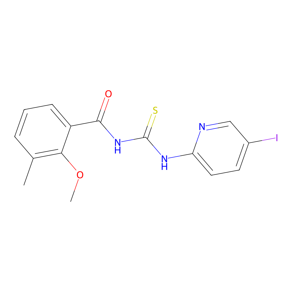 N-[(5-iodopyridin-2-yl)carbamothioyl]-2-methoxy-3-methylbenzamide molecular structure, CAS 833437-85-7