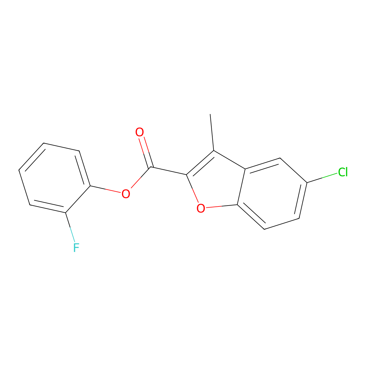 2-Fluorophenyl 5-chloro-3-methyl-1-benzofuran-2-carboxylate molecular structure, CAS 833437-89-1