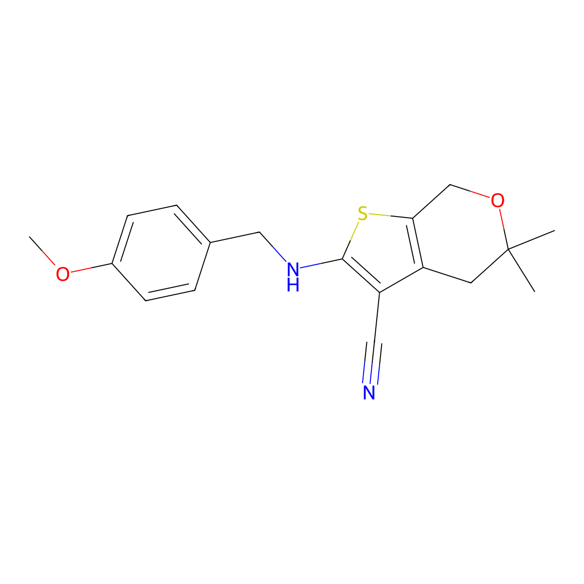 2-[(4-Methoxyphenyl)methylamino]-5,5-dimethyl-4,7-dihydrothieno[2,3-c]pyran-3-carbonitrile molecular structure, CAS 833437-93-7
