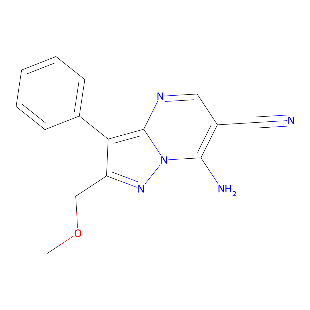 7-Amino-2-(methoxymethyl)-3-phenylpyrazolo[1,5-a]pyrimidine-6-carbonitrile molecular structure, CAS 833437-97-1