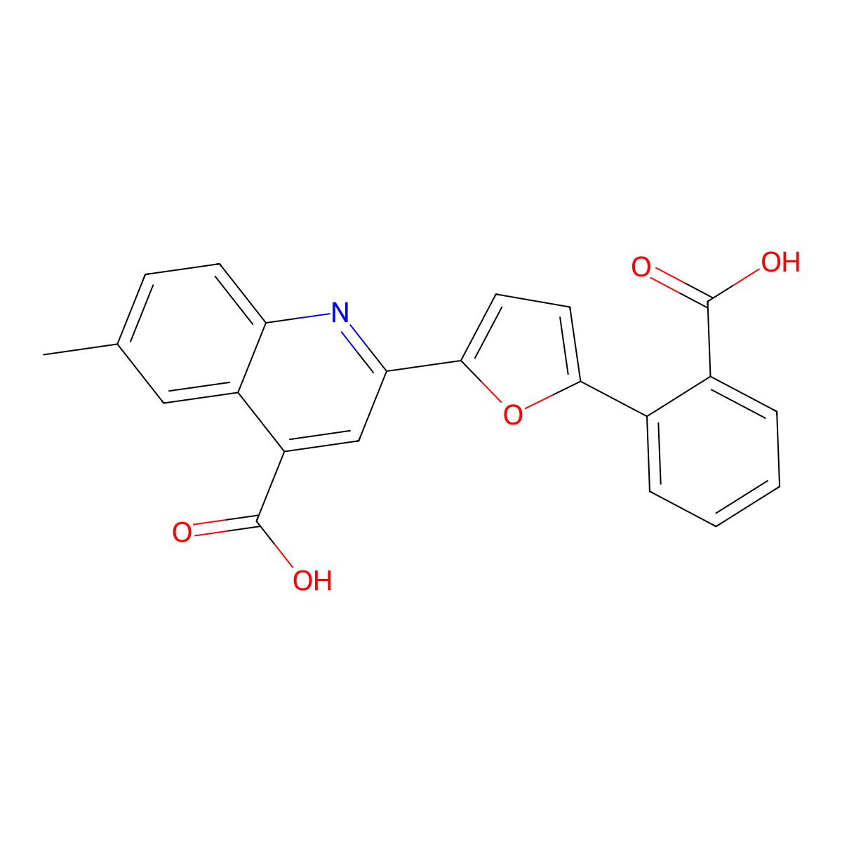 2-[5-(2-Carboxyphenyl)furan-2-yl]-6-methylquinoline-4-carboxylic acid molecular structure, CAS 833438-10-1