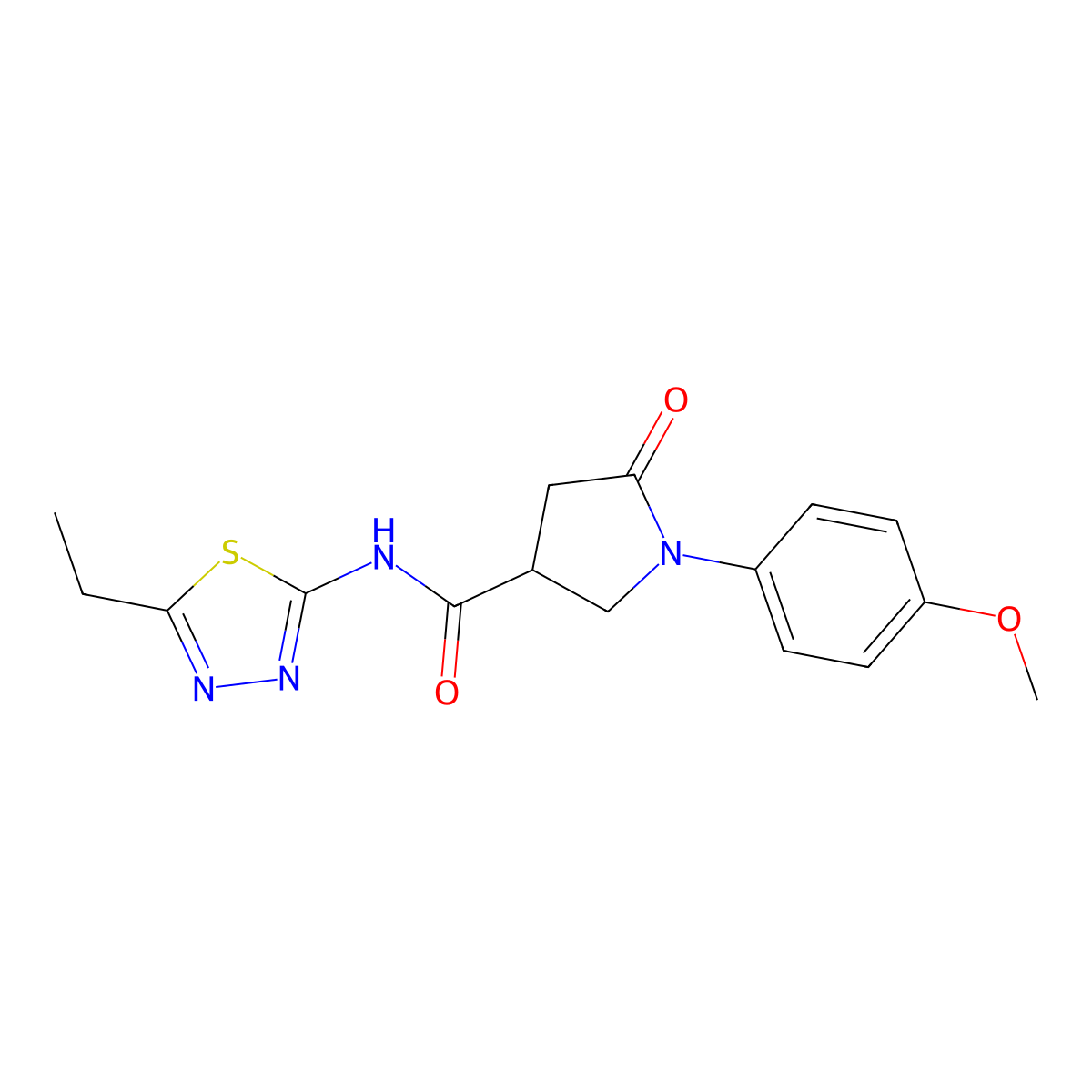 N-(5-ethyl-1,3,4-thiadiazol-2-yl)-1-(4-methoxyphenyl)-5-oxopyrrolidine-3-carboxamide molecular structure, CAS 833438-45-2