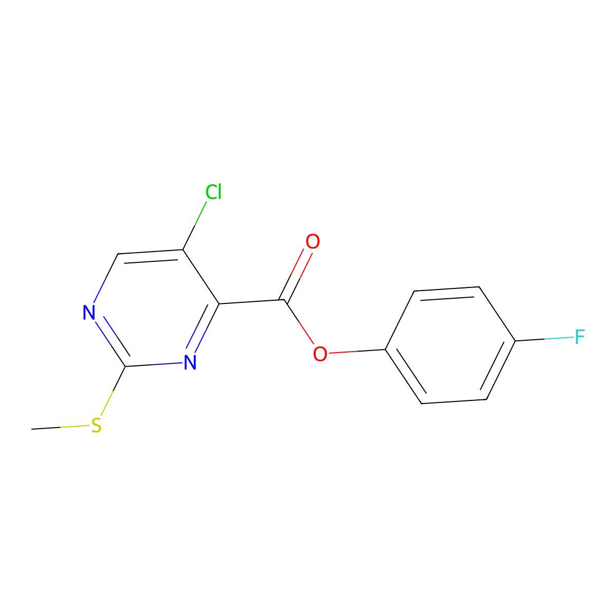 4-Fluorophenyl 5-chloro-2-(methylsulfanyl)pyrimidine-4-carboxylate molecular structure, CAS 833438-50-9
