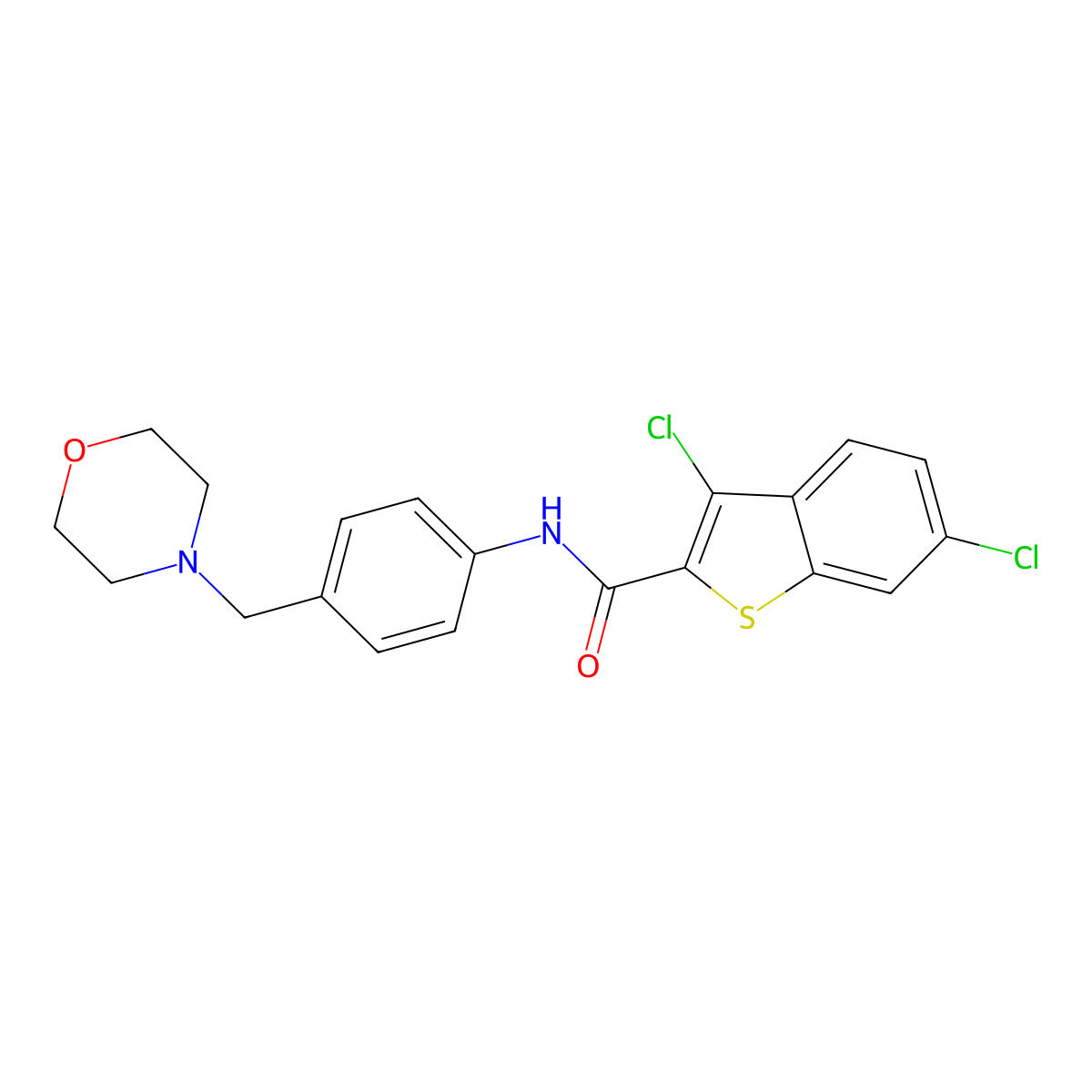 3,6-dichloro-N-[4-(morpholin-4-ylmethyl)phenyl]-1-benzothiophene-2-carboxamide molecular structure, CAS 833438-55-4