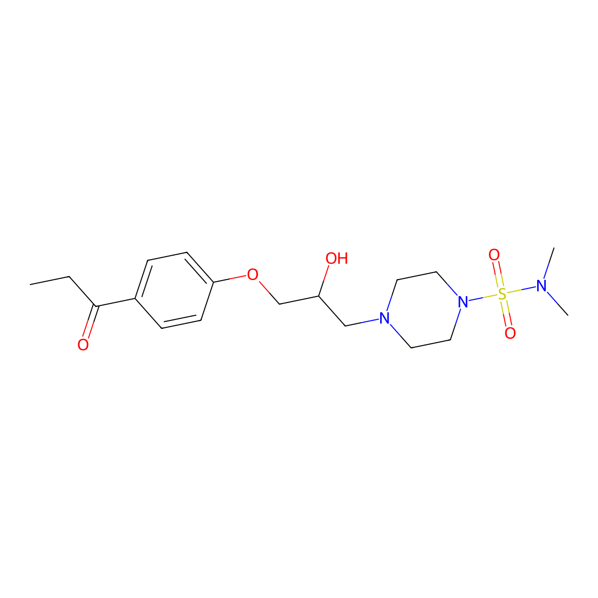4-[2-hydroxy-3-(4-propanoylphenoxy)propyl]-N,N-dimethylpiperazine-1-sulfonamide molecular structure, CAS 833438-75-8