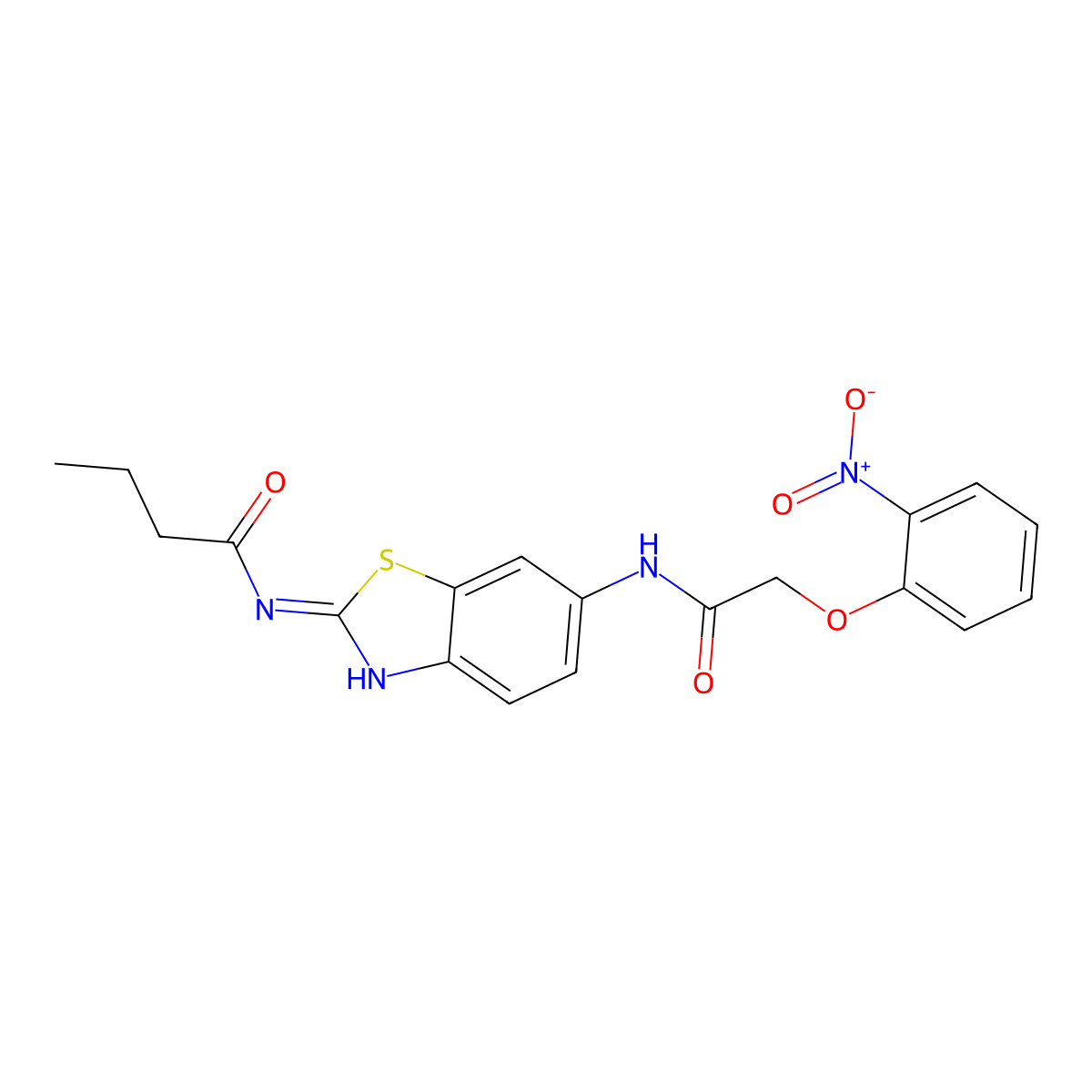 N-[6-[[2-(2-nitrophenoxy)acetyl]amino]-1,3-benzothiazol-2-yl]butanamide molecular structure, CAS 833438-80-5