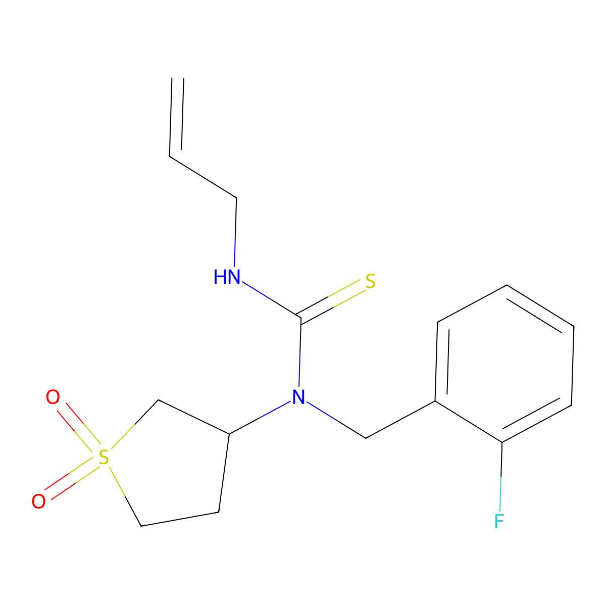 1-(1,1-Dioxothiolan-3-yl)-1-[(2-fluorophenyl)methyl]-3-prop-2-enylthiourea molecular structure, CAS 833439-11-5