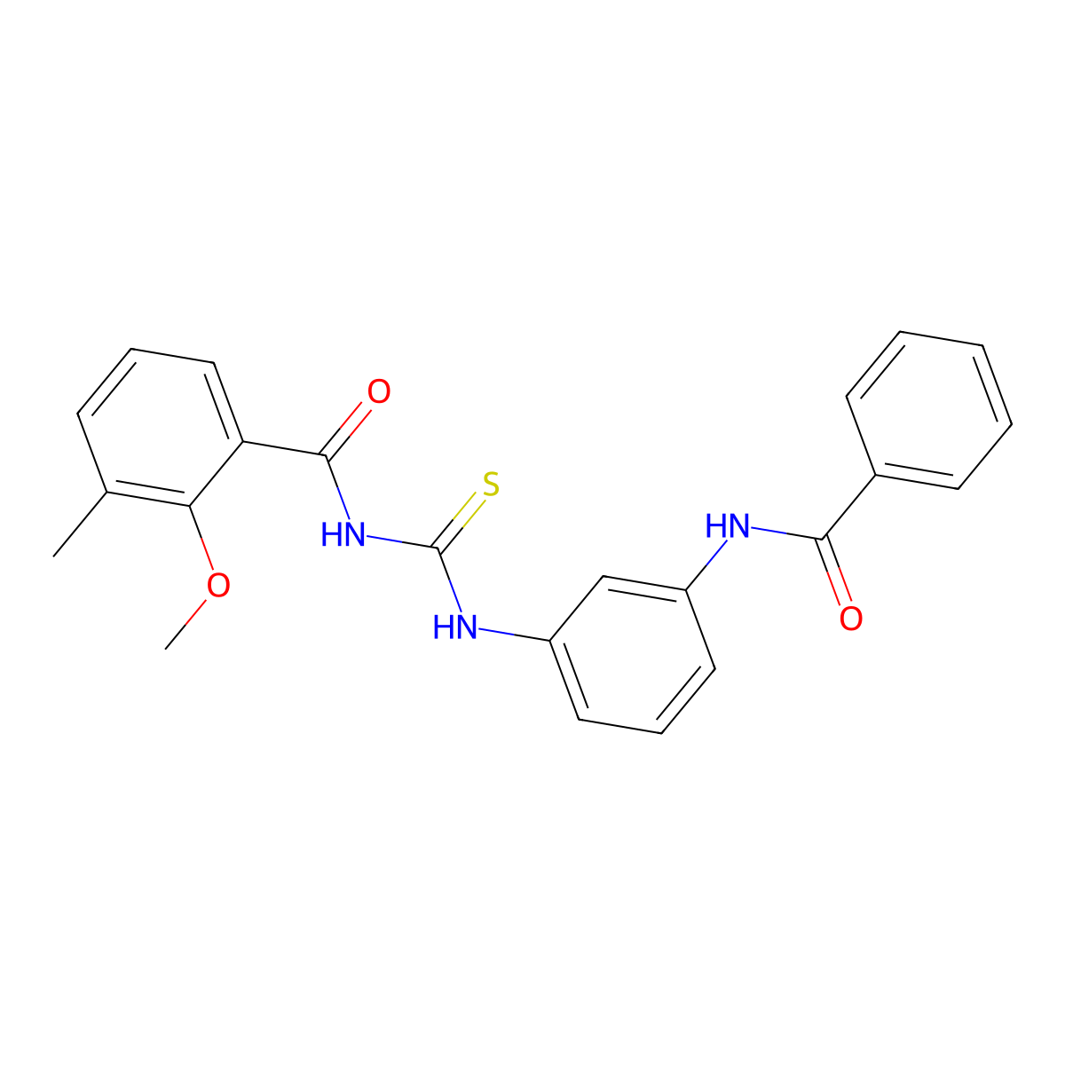 N-[(3-benzamidophenyl)carbamothioyl]-2-methoxy-3-methylbenzamide molecular structure, CAS 833439-15-9