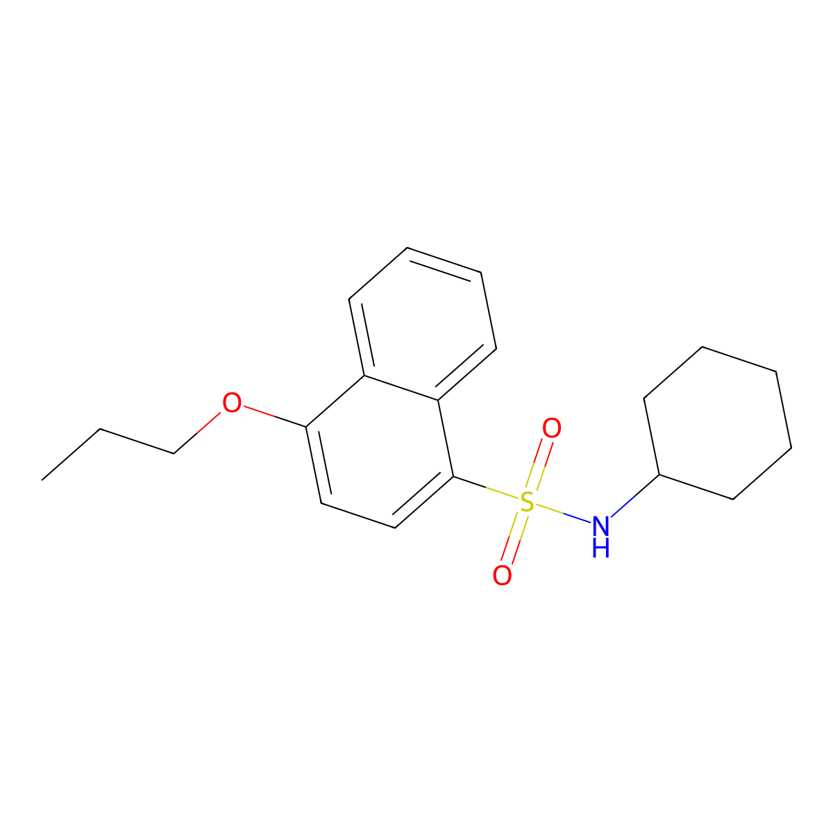 N-cyclohexyl-4-propoxynaphthalene-1-sulfonamide molecular structure, CAS 833439-24-0