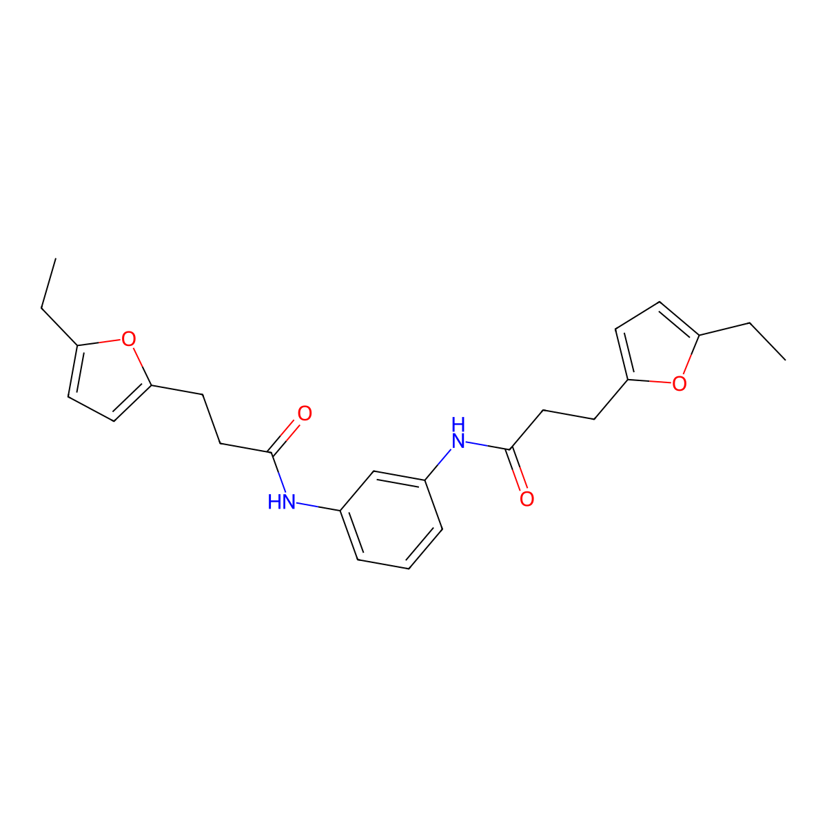 3-(5-ethylfuran-2-yl)-N-[3-[3-(5-ethylfuran-2-yl)propanoylamino]phenyl]propanamide molecular structure, CAS 833439-39-7