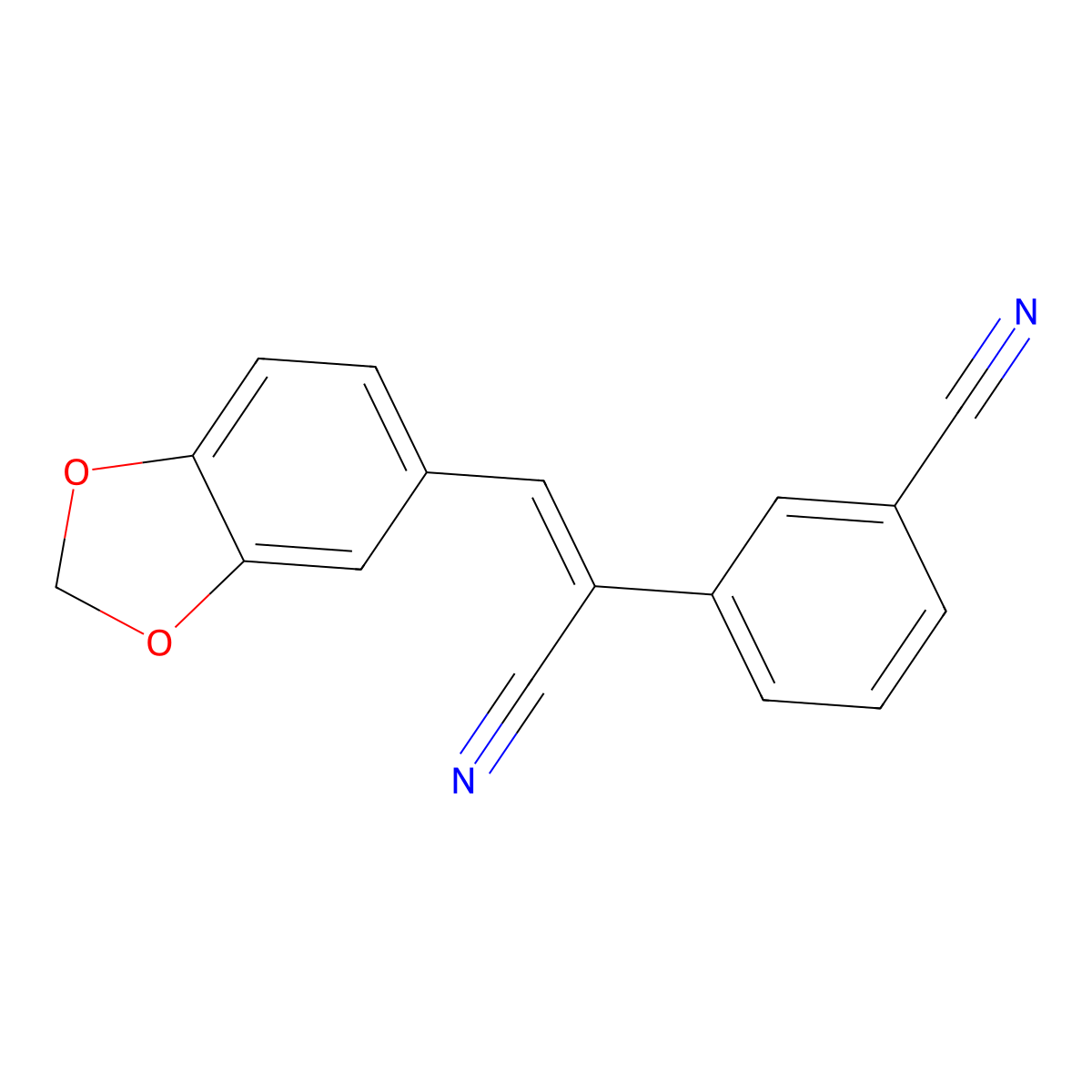3-[2-(1,3-Benzodioxol-5-yl)-1-cyano-vinyl]benzonitrile molecular structure, CAS 833439-61-5