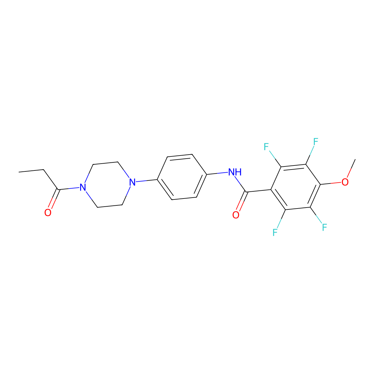 2,3,5,6-tetrafluoro-4-methoxy-N-[4-(4-propanoylpiperazin-1-yl)phenyl]benzamide molecular structure, CAS 833439-99-9