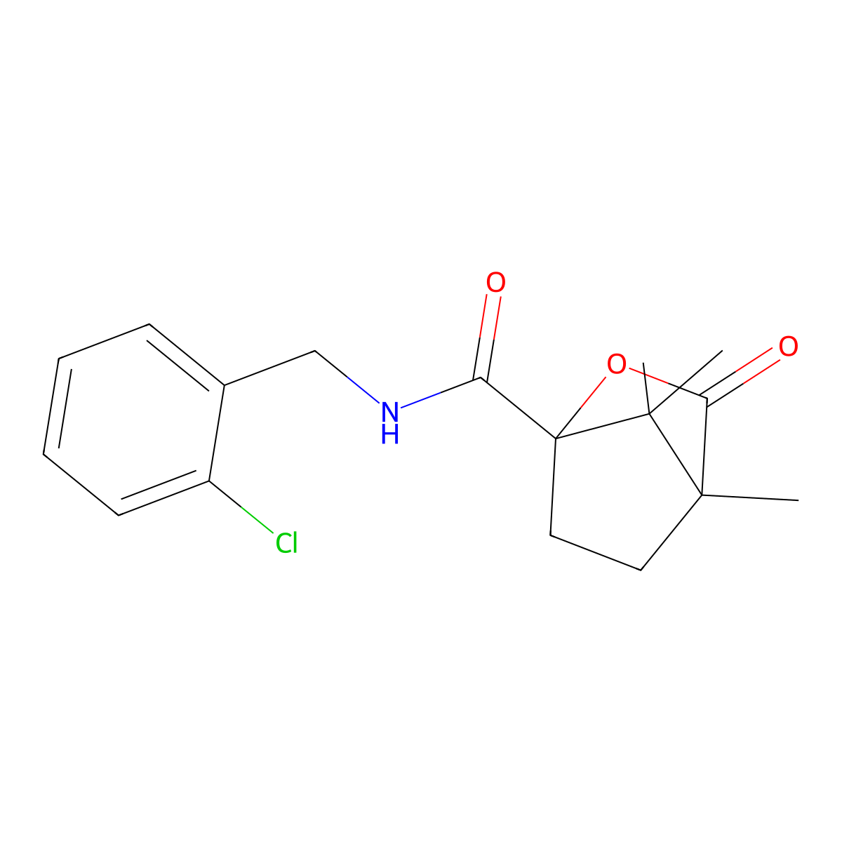 N-(2-chlorobenzyl)-4,7,7-trimethyl-3-oxo-2-oxabicyclo[2.2.1]heptane-1-carboxamide molecular structure, CAS 833440-16-7