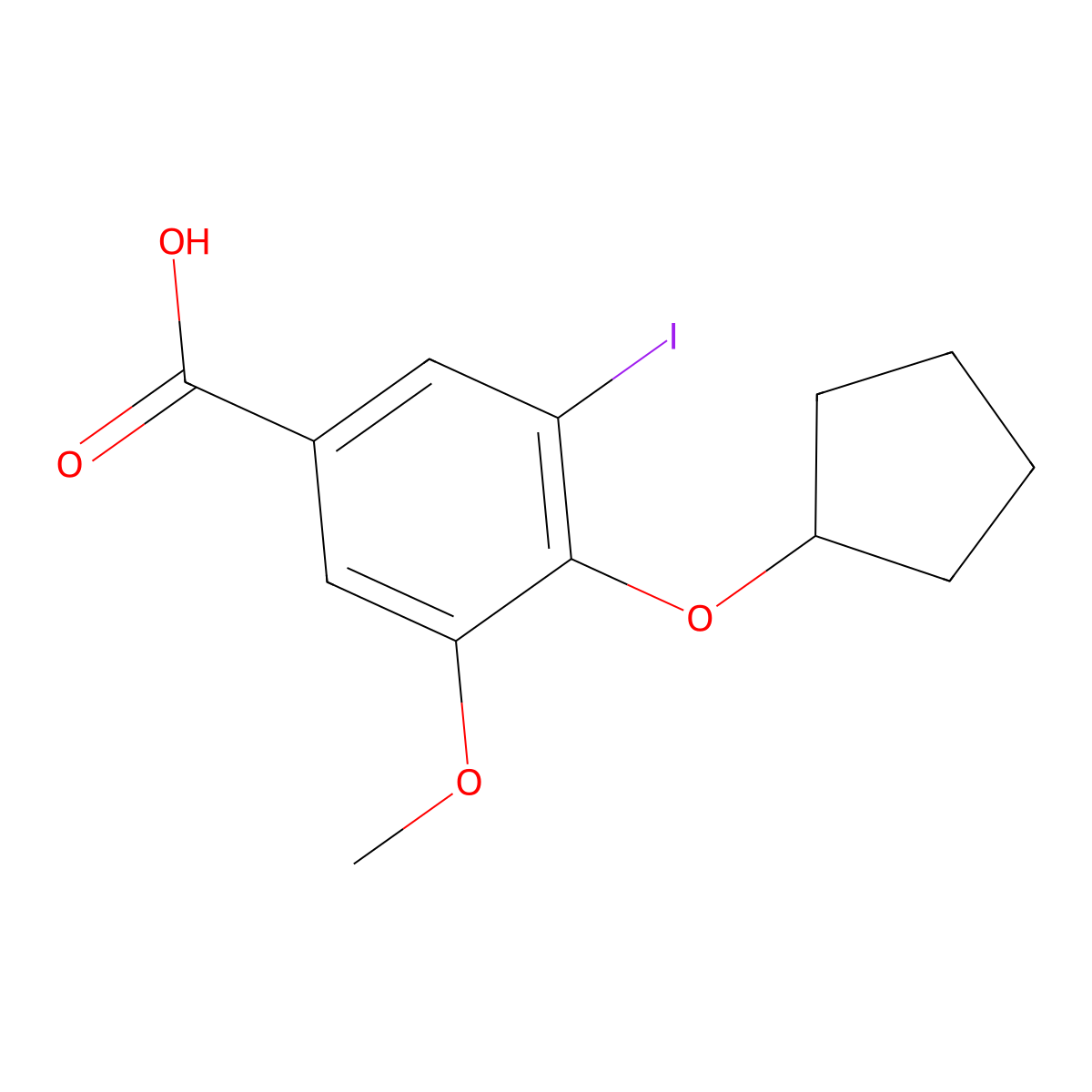 4-(Cyclopentyloxy)-3-iodo-5-methoxybenzoic acid molecular structure, CAS 833440-38-3
