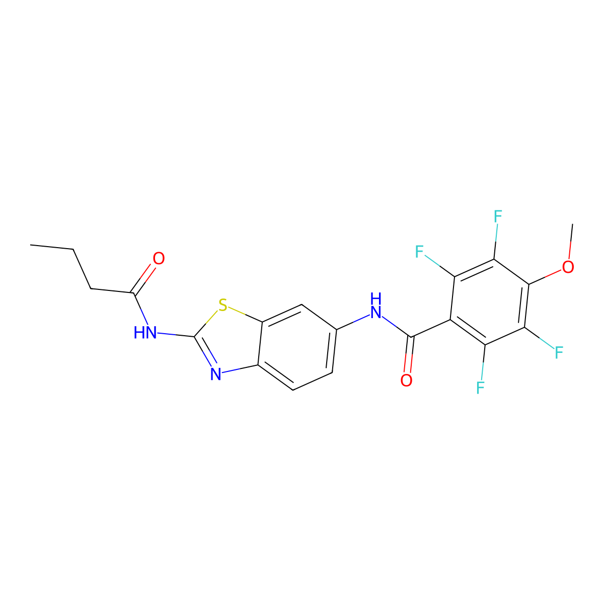 N-[2-(butanoylamino)-1,3-benzothiazol-6-yl]-2,3,5,6-tetrafluoro-4-methoxybenzamide molecular structure, CAS 833440-45-2