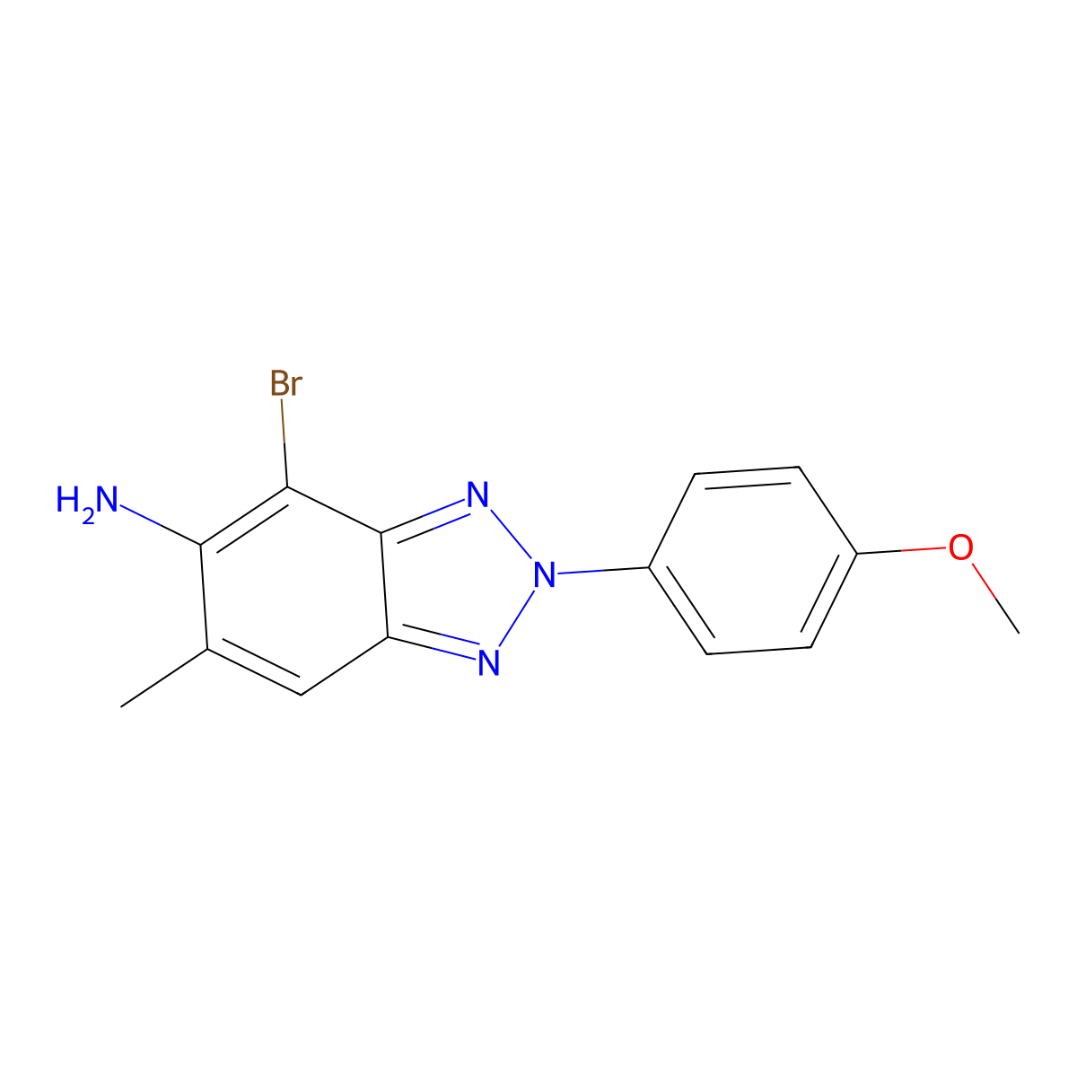 4-bromo-2-(4-methoxyphenyl)-6-methyl-2H-1,2,3-benzotriazol-5-amine molecular structure, CAS 833440-58-7