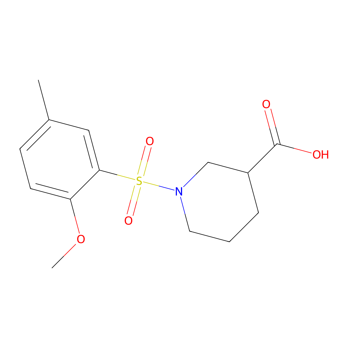 1-[(2-Methoxy-5-methylphenyl)sulfonyl]piperidine-3-carboxylic acid molecular structure, CAS 833440-69-0