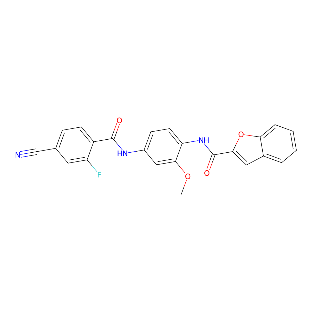 N-[4-[(4-cyano-2-fluorobenzoyl)amino]-2-methoxyphenyl]-1-benzofuran-2-carboxamide molecular structure, CAS 833440-77-0