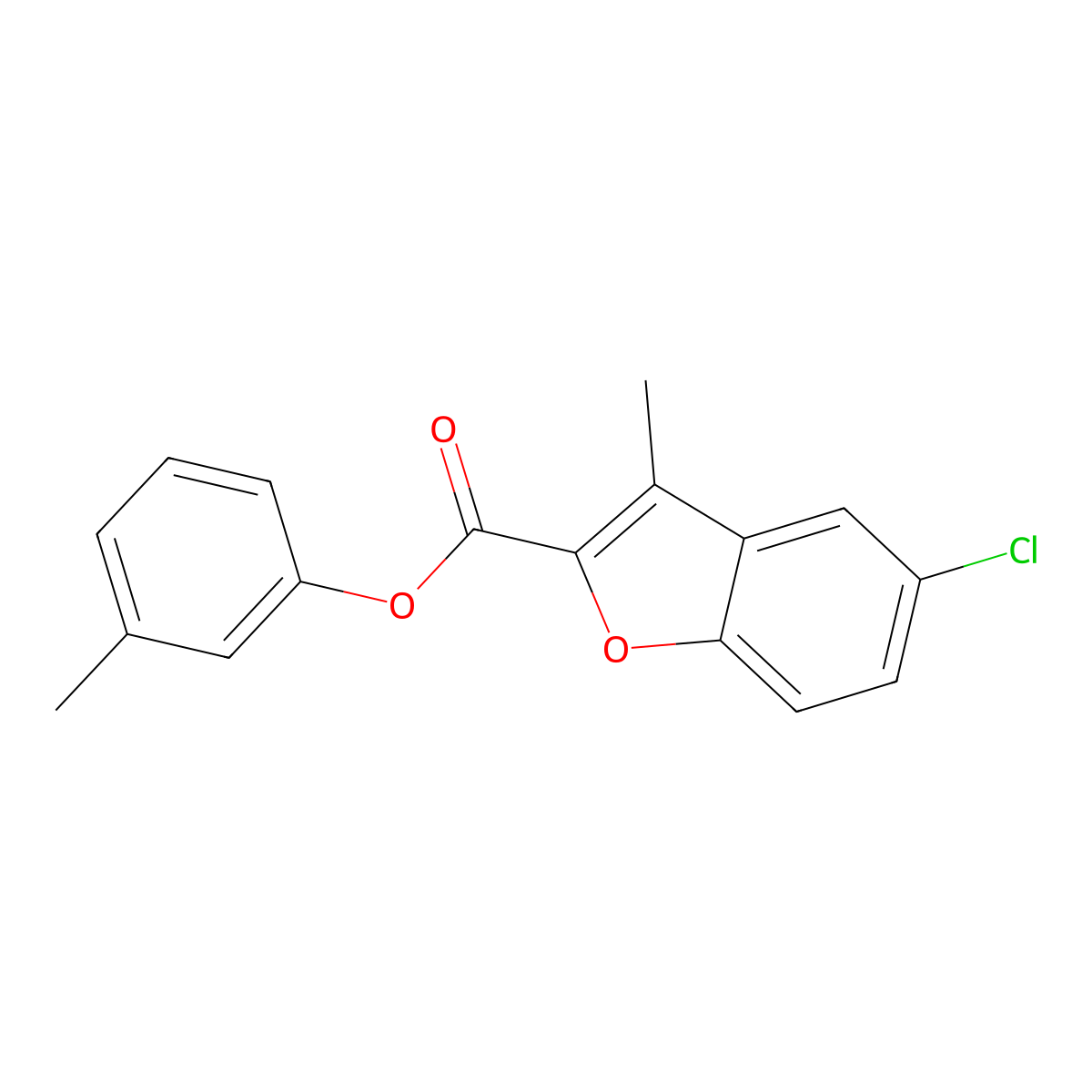 3-Methylphenyl 5-chloro-3-methyl-1-benzofuran-2-carboxylate molecular structure, CAS 833440-85-0