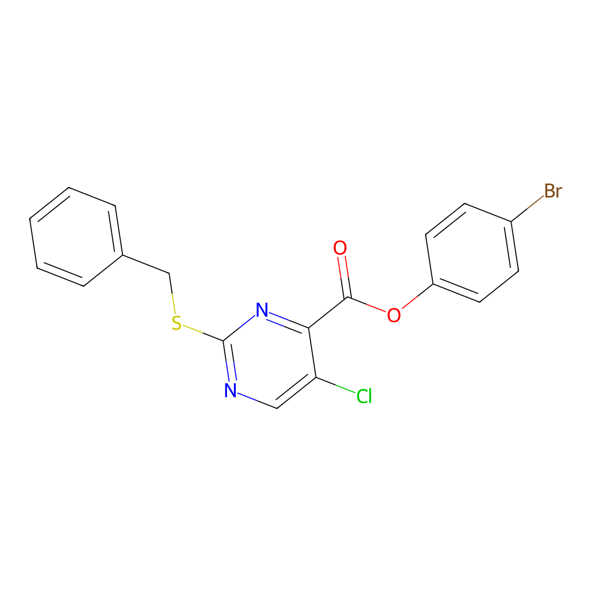 4-Bromophenyl 2-(benzylsulfanyl)-5-chloropyrimidine-4-carboxylate molecular structure, CAS 833440-94-1