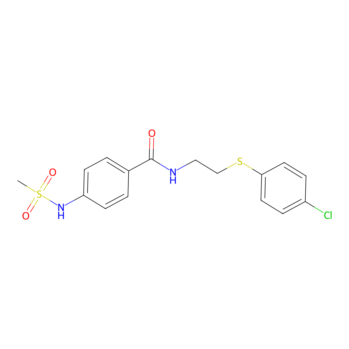 N-[2-(4-chlorophenyl)sulfanylethyl]-4-(methanesulfonamido)benzamide molecular structure, CAS 833441-00-2