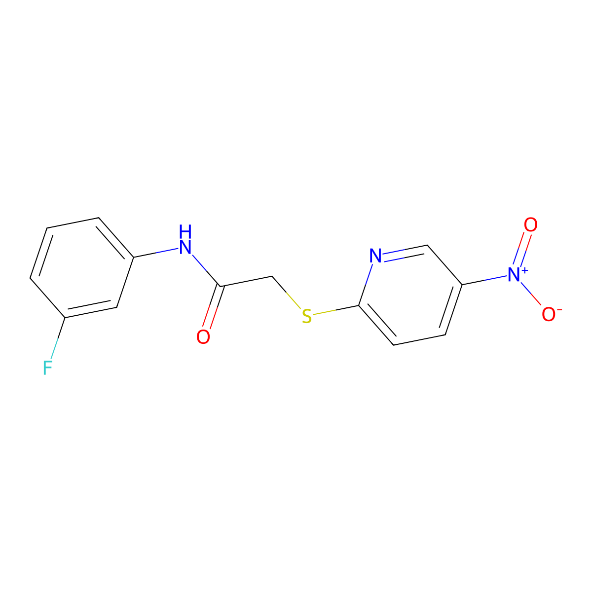 N-(3-fluorophenyl)-2-(5-nitropyridin-2-yl)sulfanylacetamide molecular structure, CAS 833441-03-5