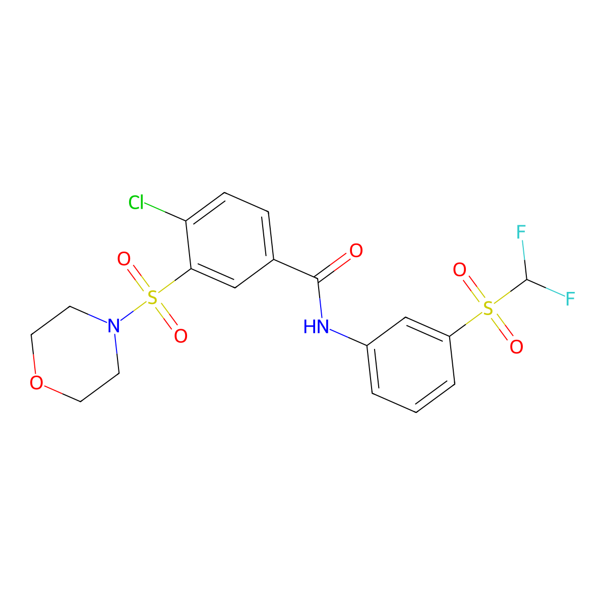 4-chloro-N-{3-[(difluoromethyl)sulfonyl]phenyl}-3-(4-morpholinylsulfonyl)benzamide molecular structure, CAS 833441-20-6