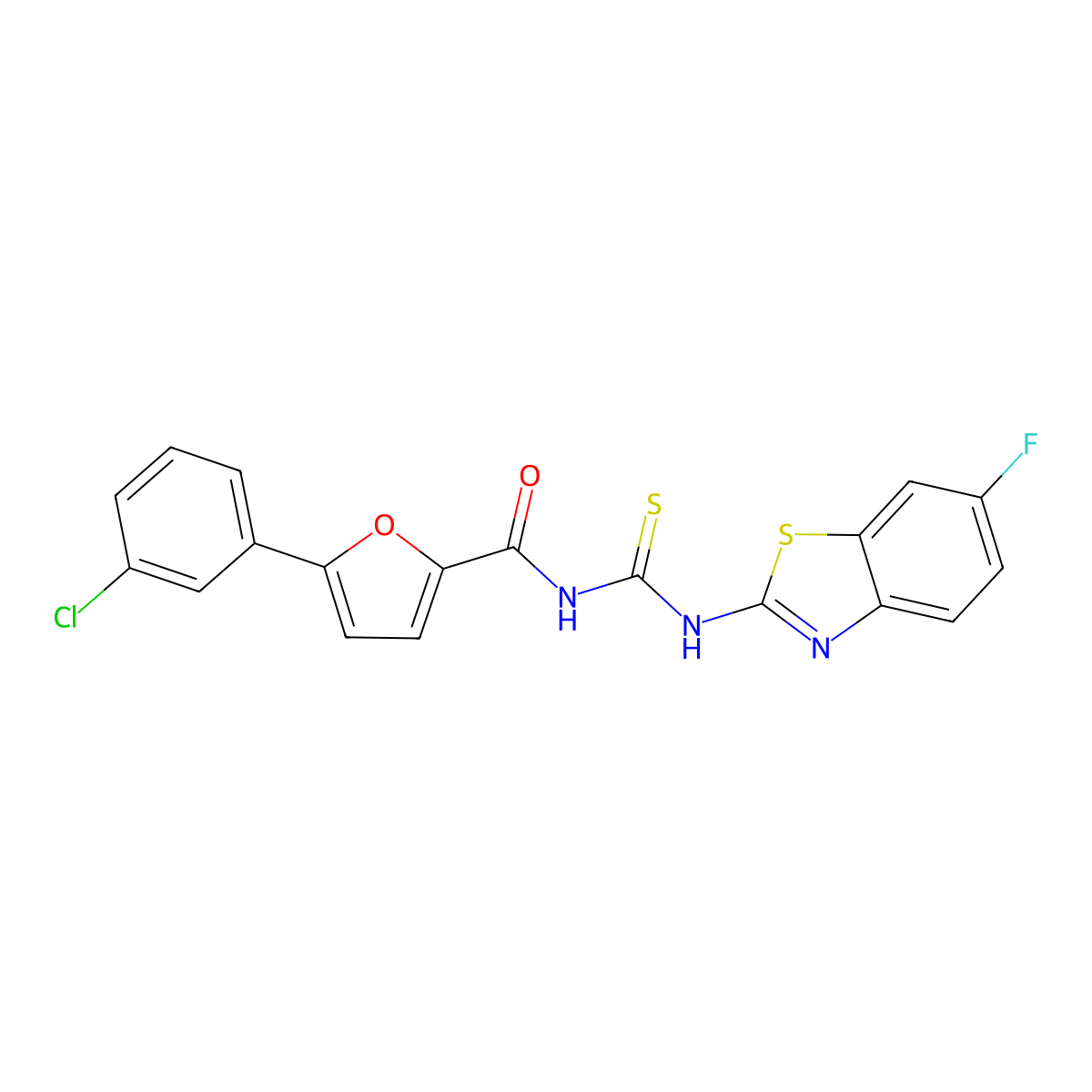 5-(3-chlorophenyl)-N-[(6-fluoro-1,3-benzothiazol-2-yl)carbamothioyl]furan-2-carboxamide molecular structure, CAS 833441-40-0