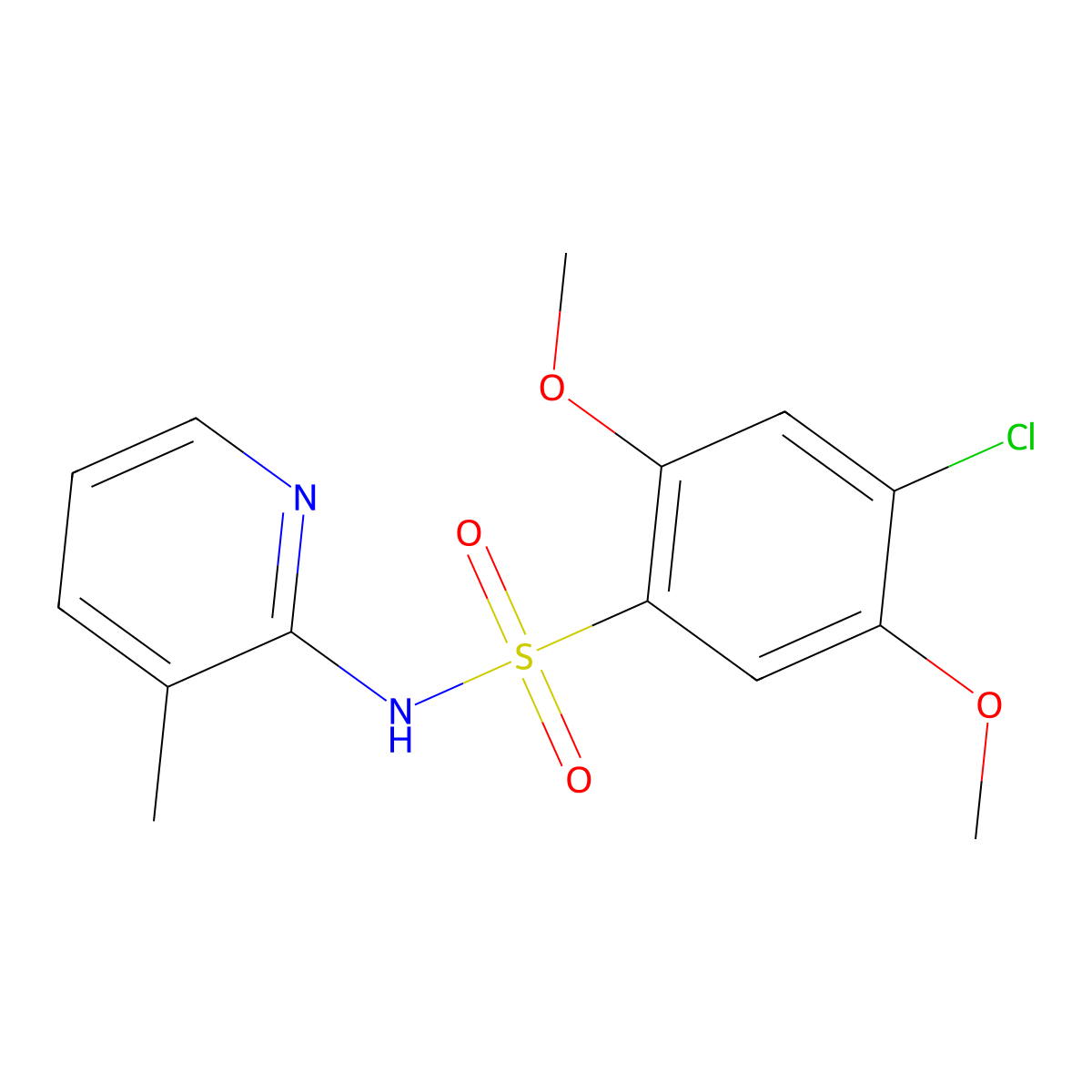 4-chloro-2,5-dimethoxy-N-(3-methyl-2-pyridinyl)benzenesulfonamide molecular structure, CAS 833441-47-7