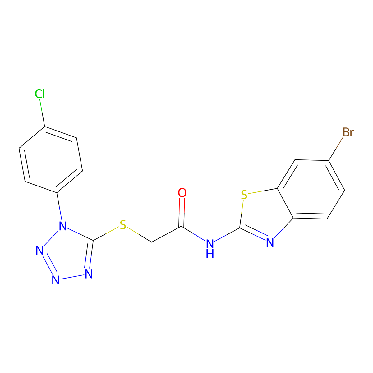 N-(6-bromo-1,3-benzothiazol-2-yl)-2-[1-(4-chlorophenyl)tetrazol-5-yl]sulfanylacetamide molecular structure, CAS 833441-57-9
